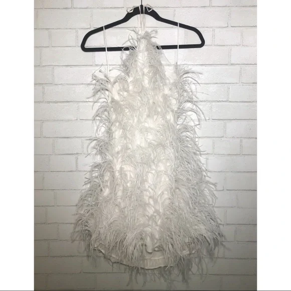 Cult Gaia Valé Ostrich Feather Halter Mini Dress - Picture 9 of 17
